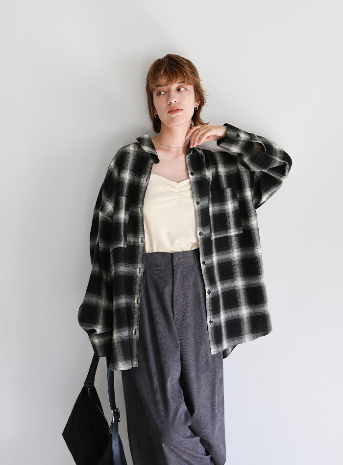 チェックロングシャツ