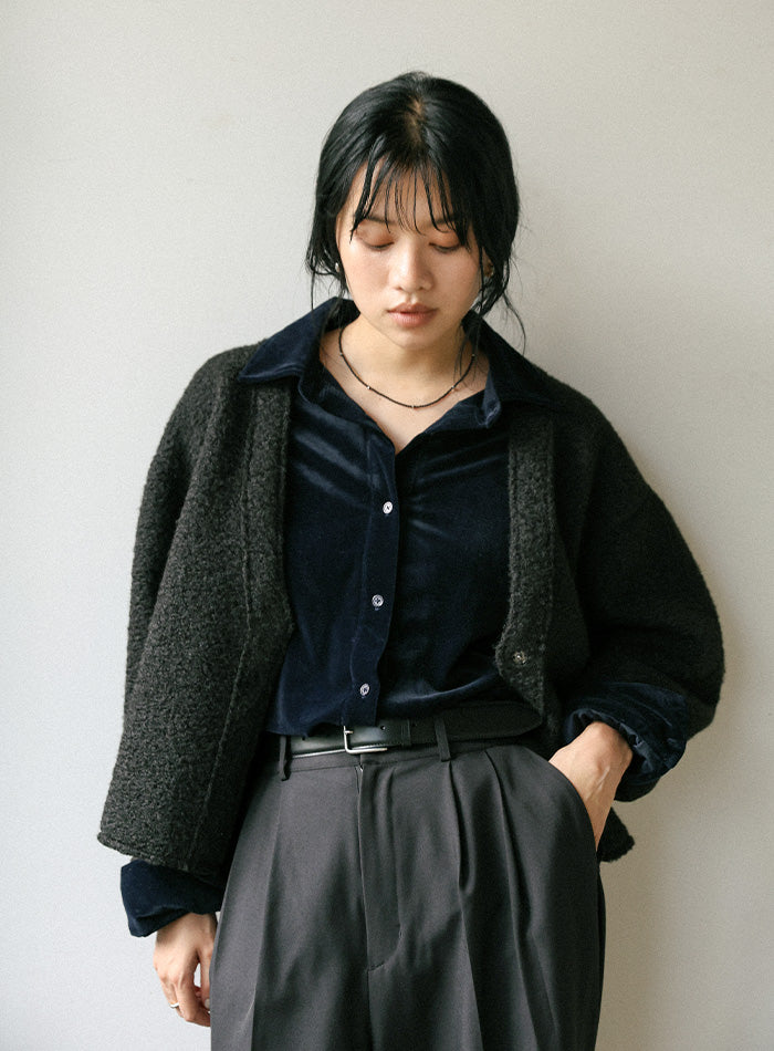 afhさん専用ダークグレー カシミア4BAR ショート Vネックカーディガン afhさん専用ダークグレー カシミア4BAR ショート Vネック