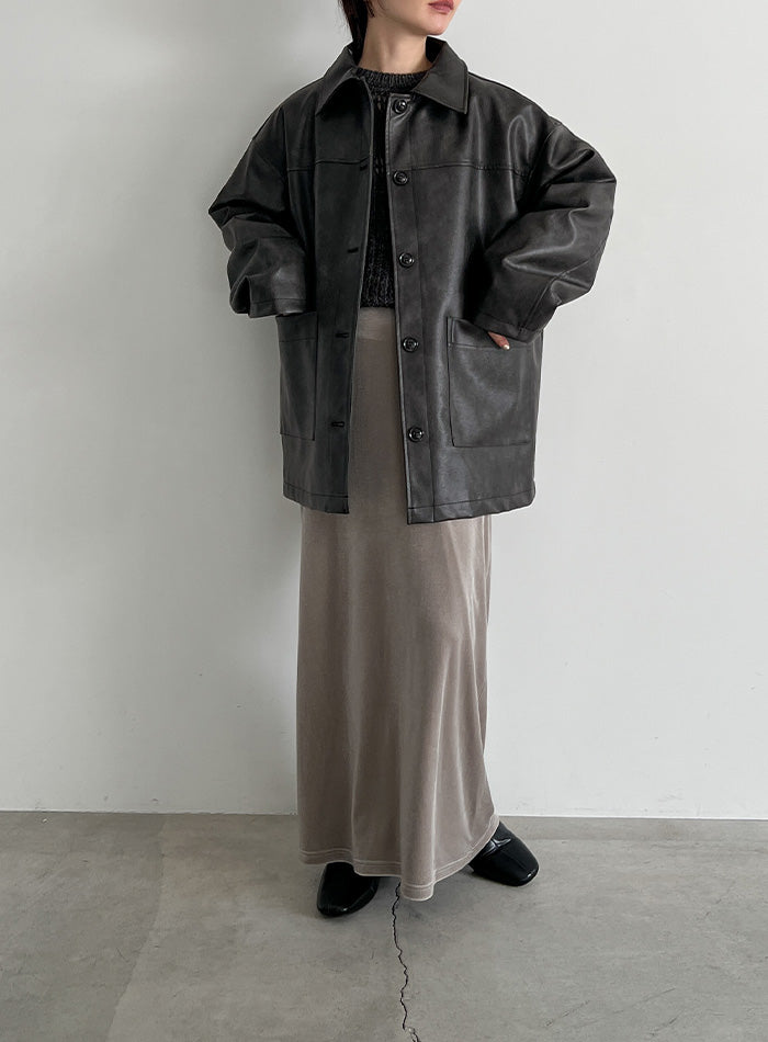 【未使用品】SELECT MOCA by son ステンカラーレザージャケット ステンカラーフェイクレザージャケット【by SON】 – SELECT MOCA