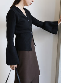 ベルスリーブVネックニットカーディガン