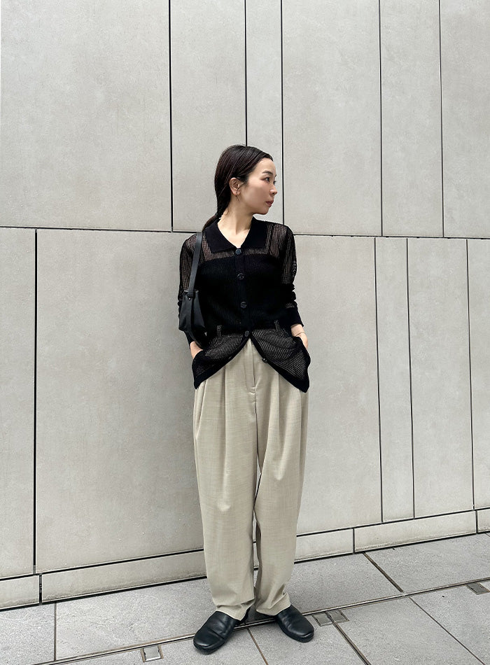襟付きメッシュリネンカーディガン【SALE】