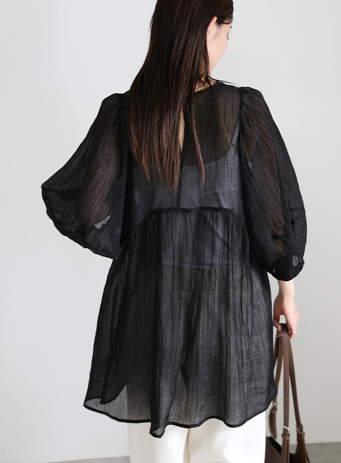 ボリュームスリーブシアーチュニック【SALE】
