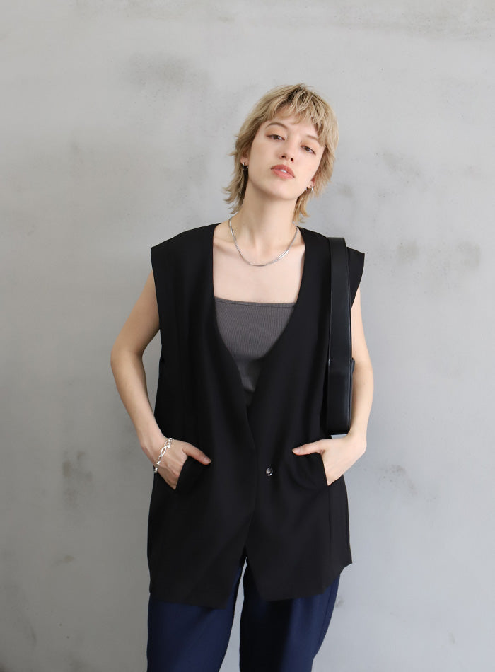 ノーカラーコクーンシルエットベスト【by MINAMI】【SALE】
