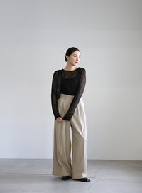 【サイズ展開あり】クルーネックシアーニットプルオーバー