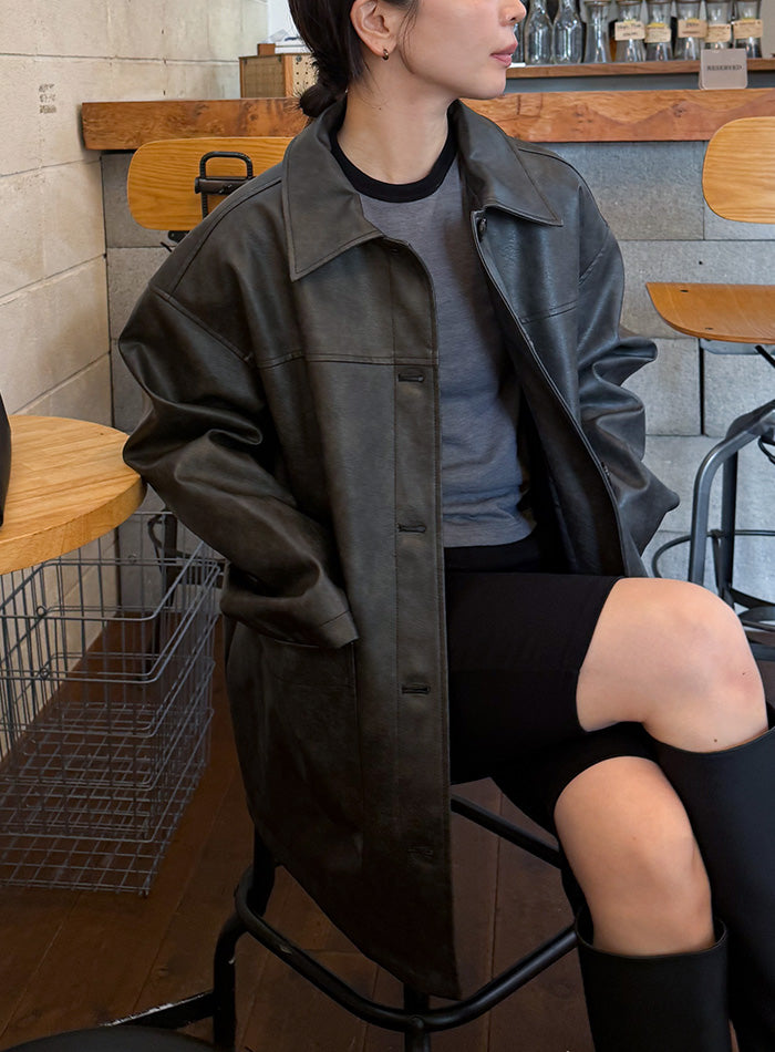 select MOCA ステンカラーフェイクレザージャケット ブラック　タグ付き ステンカラーフェイクレザージャケット【by SON】 – SELECT MOCA