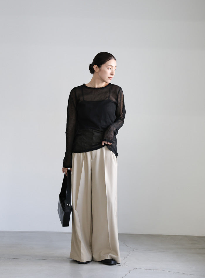 【サイズ展開あり】クルーネックシアーニットプルオーバー