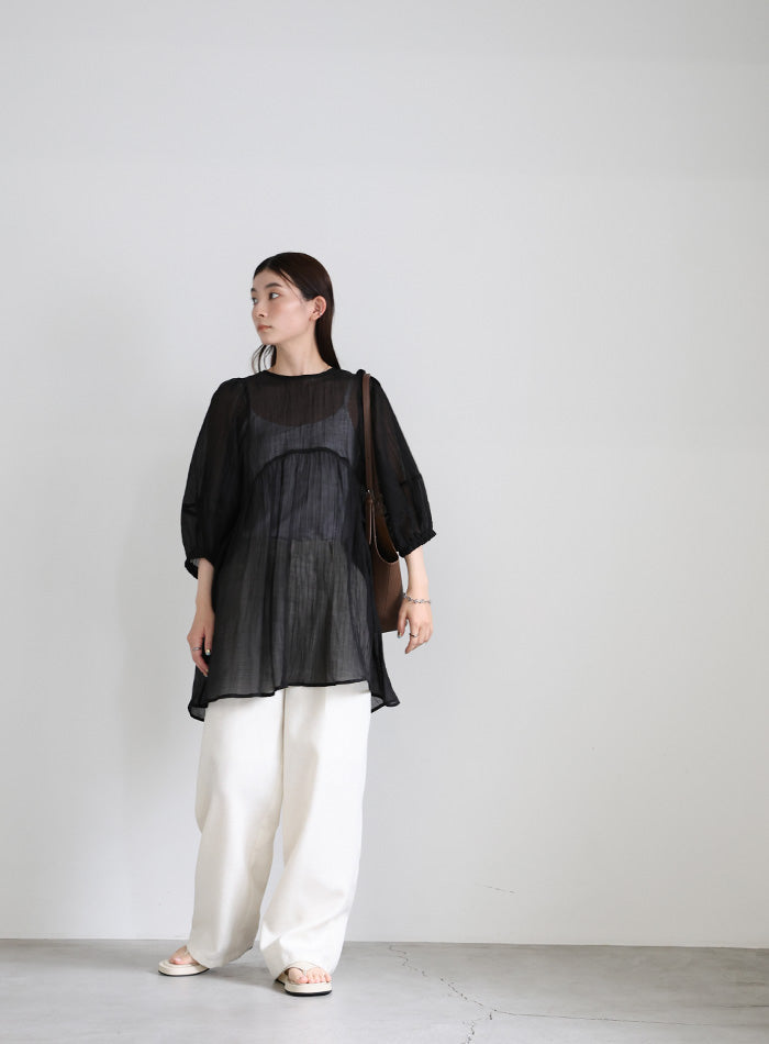 ボリュームスリーブシアーチュニック【SALE】