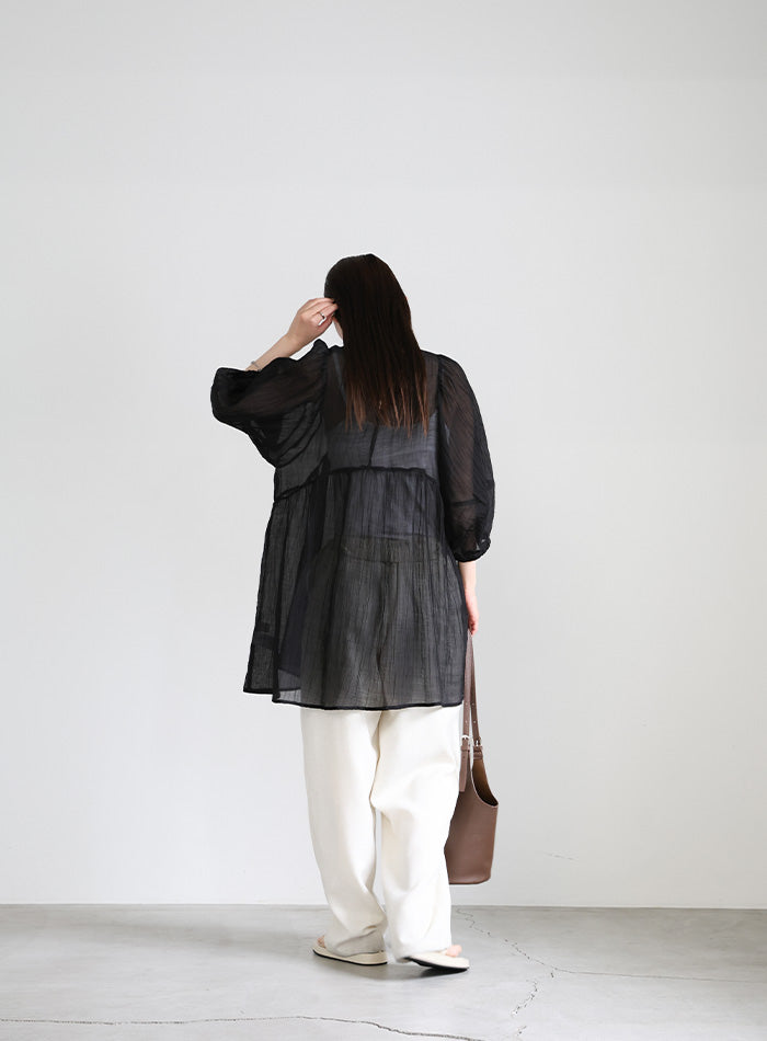 ボリュームスリーブシアーチュニック【SALE】