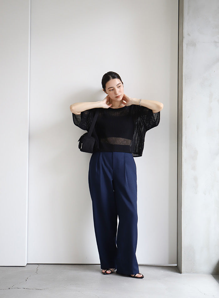 リネンタッチメッシュニットトップス – SELECT MOCA