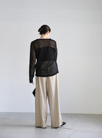 【サイズ展開あり】クルーネックシアーニットプルオーバー