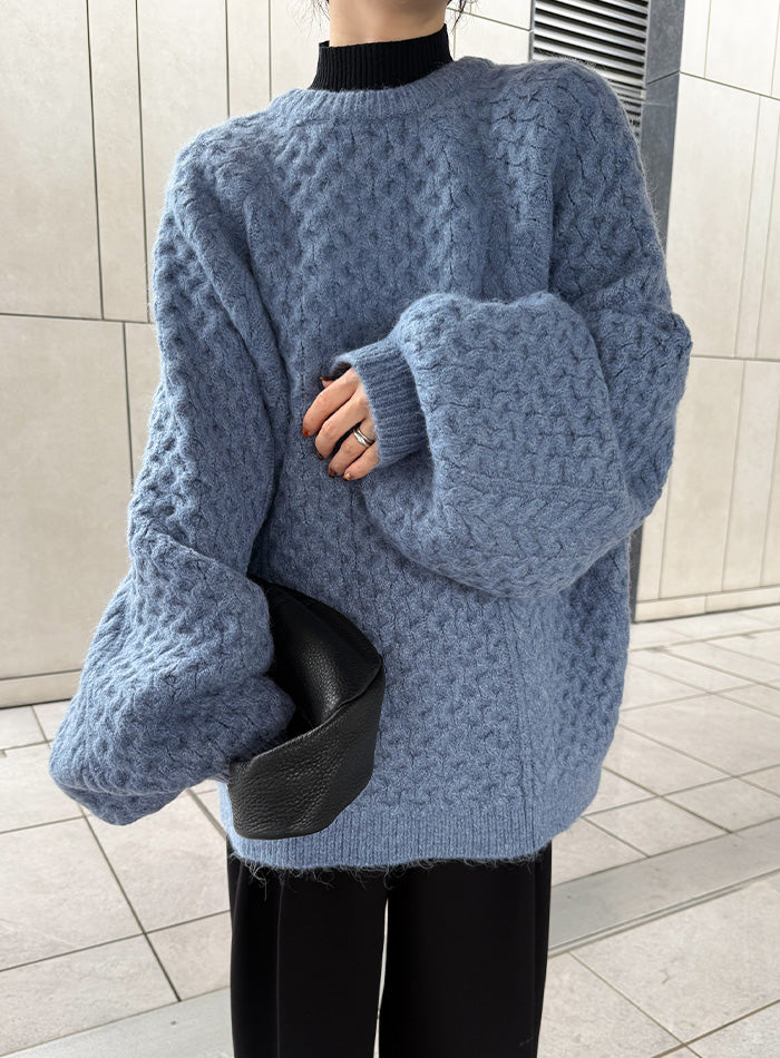 【サイズ展開あり】オーバーサイズハニカムニット【by SON】