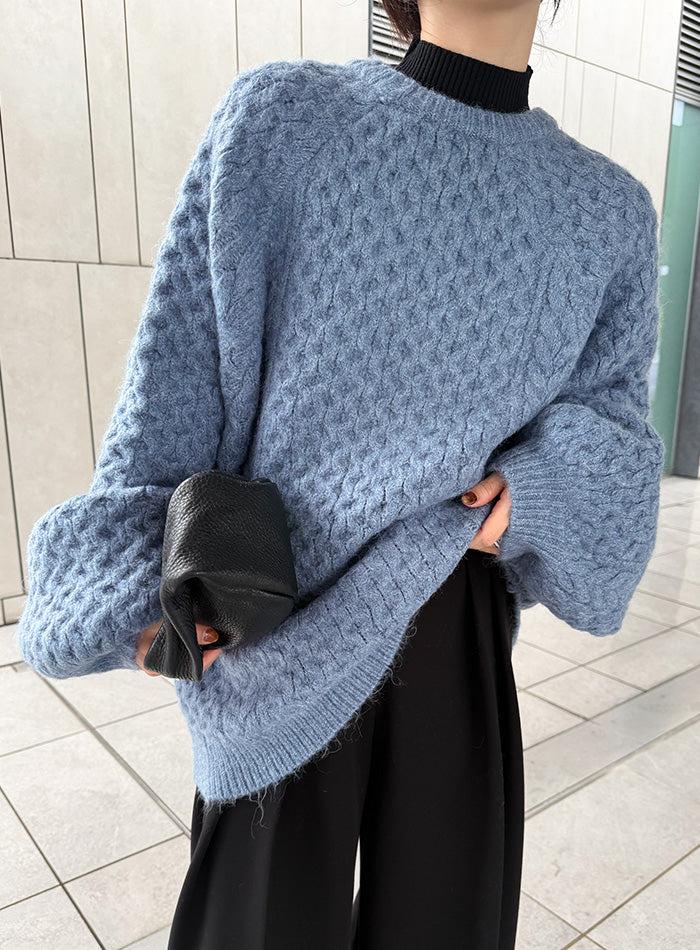 サイズ展開あり】オーバーサイズハニカムニット【by SON】 – SELECT MOCA