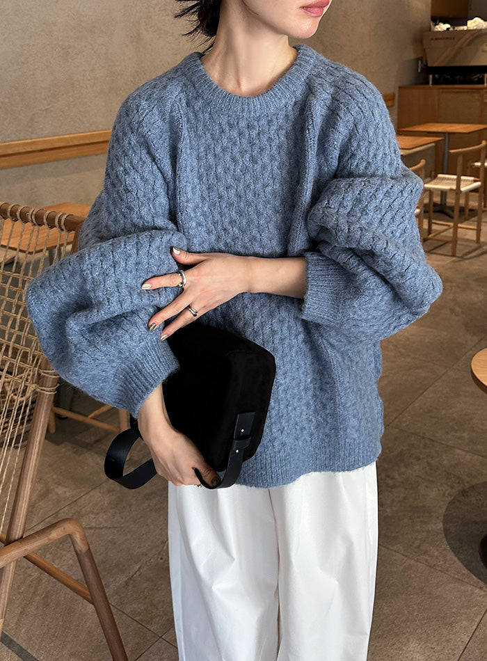 サイズ展開あり】オーバーサイズハニカムニット【by SON】 – SELECT MOCA