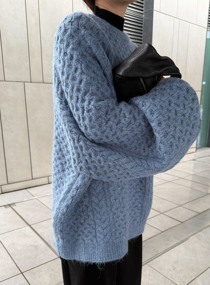 【サイズ展開あり】オーバーサイズハニカムニット【by SON】