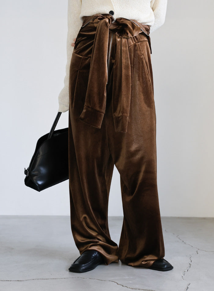 フロントジップベロアオールインワン