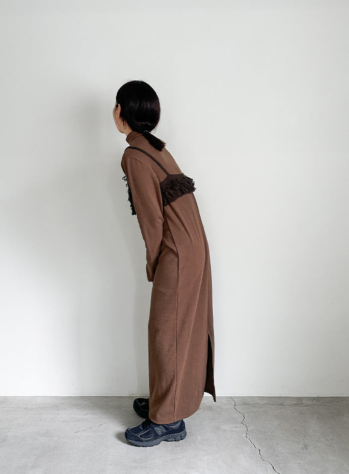 【サイズ展開あり】フィンガースリーブプチハイリブワンピース