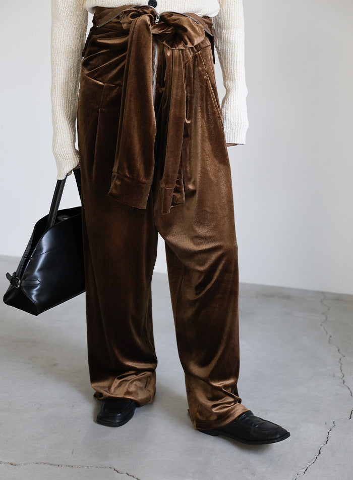 フロントジップベロアオールインワン