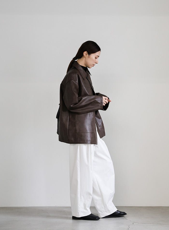 select moca ステンカラーフェイクレザージャケット【by SON】 ステンカラーフェイクレザージャケット【by SON】 – SELECT MOCA