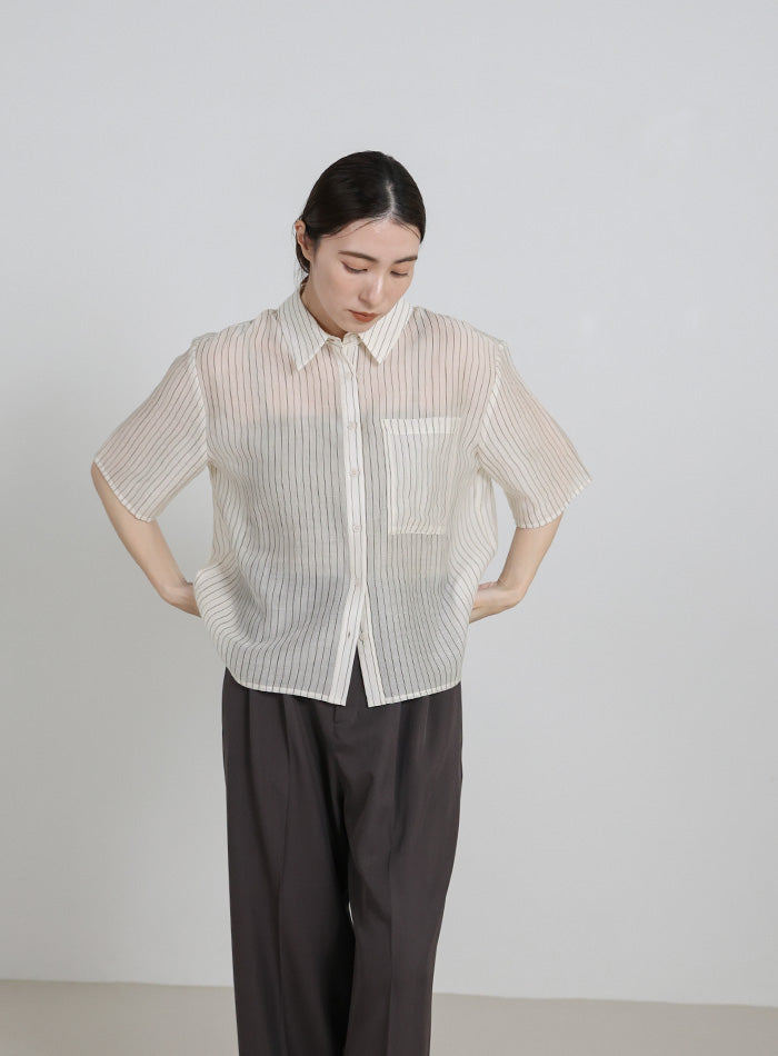 シアーストライプショートシャツ – SELECT MOCA