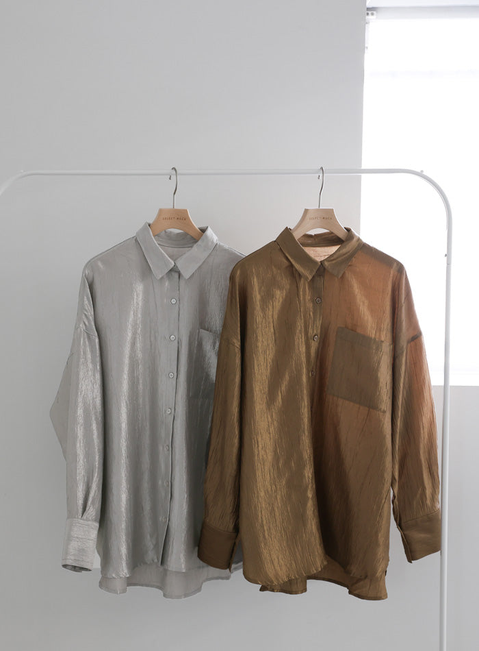 サテンワッシャーオーバーサイズシャツ – SELECT MOCA