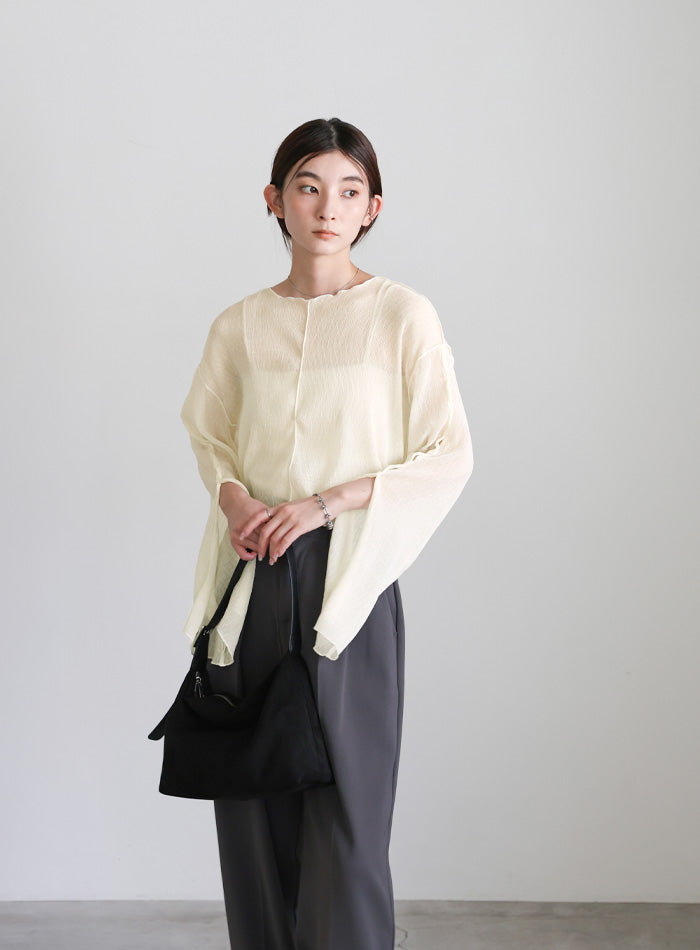 ボタンスリーブ楊柳シアートップス【official限定】 – SELECT MOCA