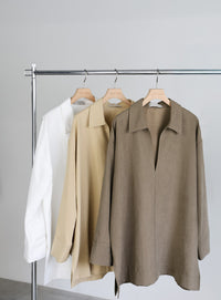 ピーチスキンスキッパーオーバーシャツ