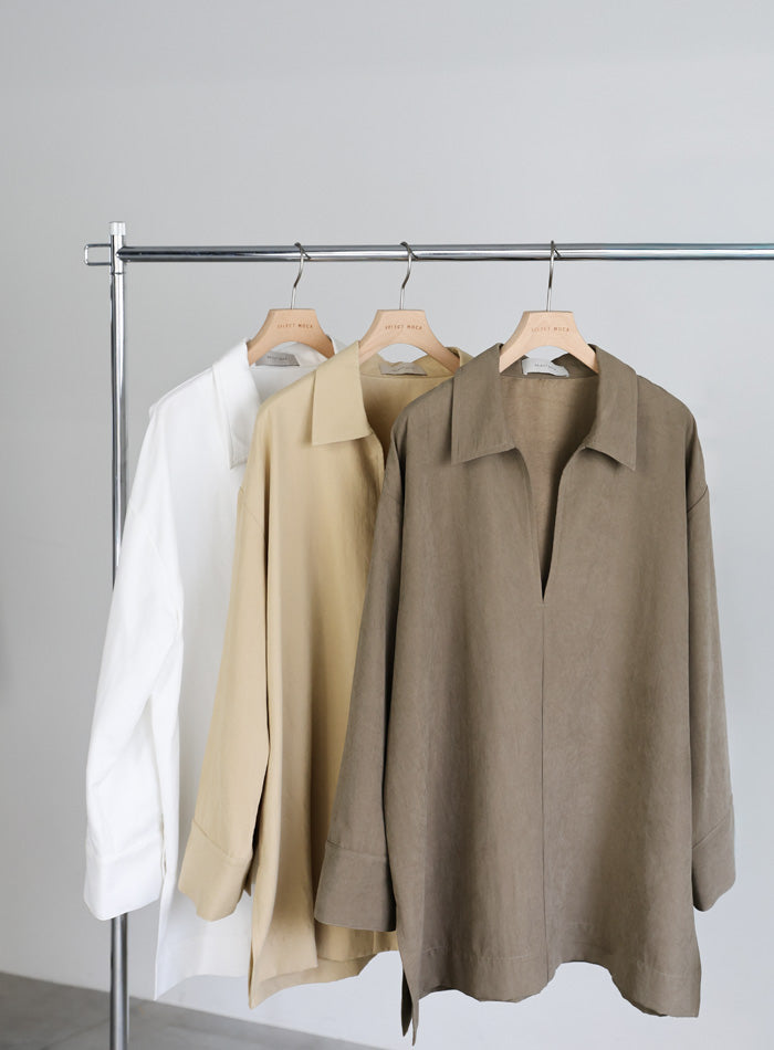 ピーチスキンスキッパーオーバーシャツ