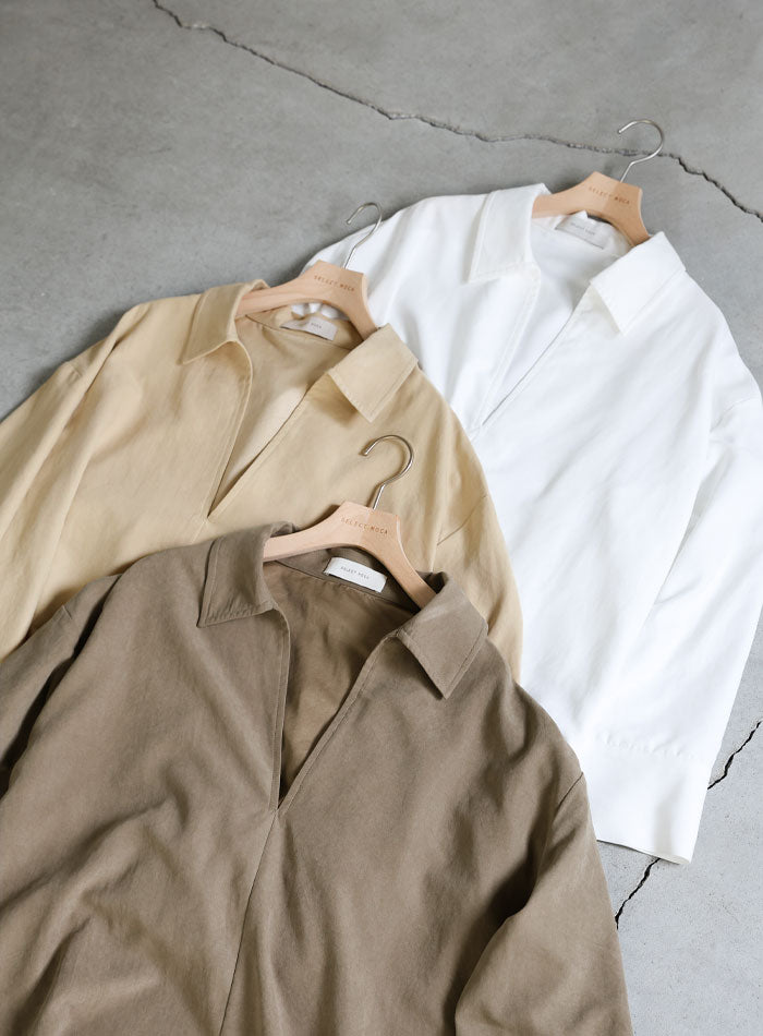 ピーチスキンスキッパーオーバーシャツ