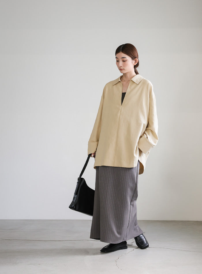 ピーチスキンスキッパーオーバーシャツ