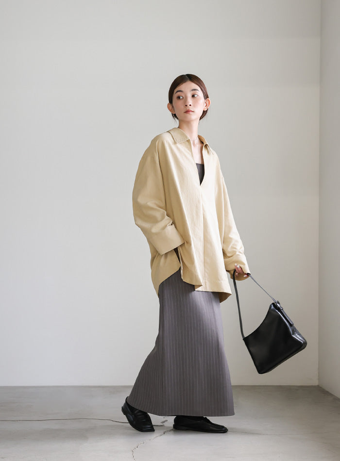 ピーチスキンスキッパーオーバーシャツ