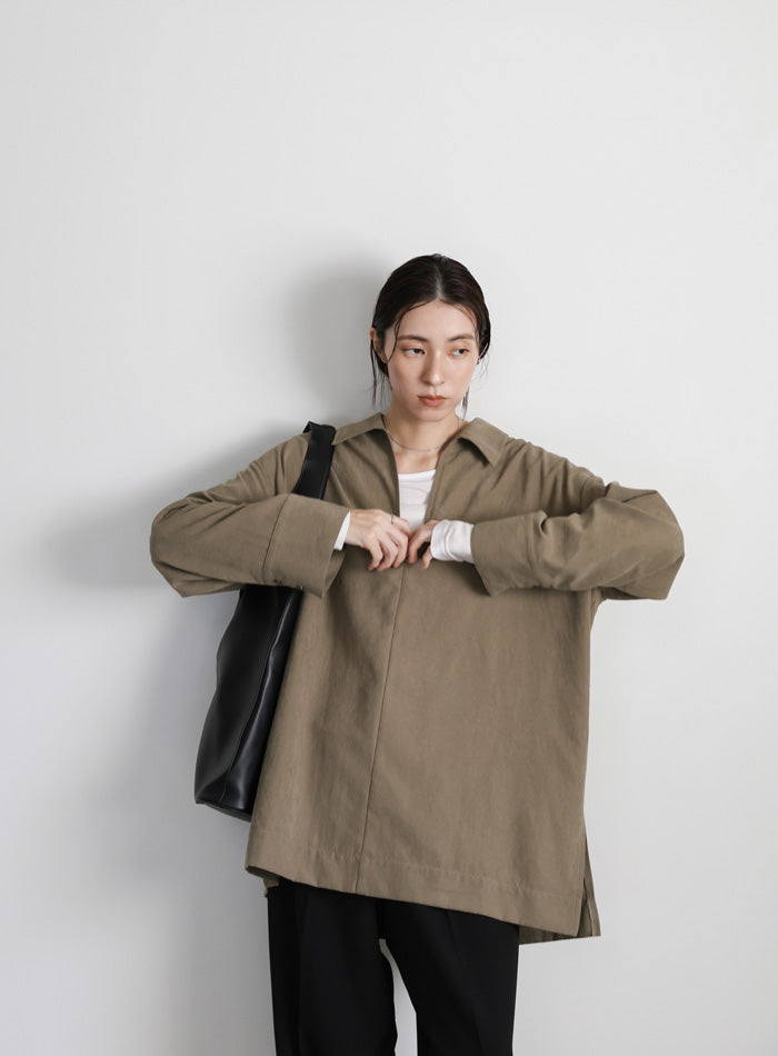 ピーチスキンスキッパーオーバーシャツ