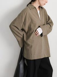 ピーチスキンスキッパーオーバーシャツ