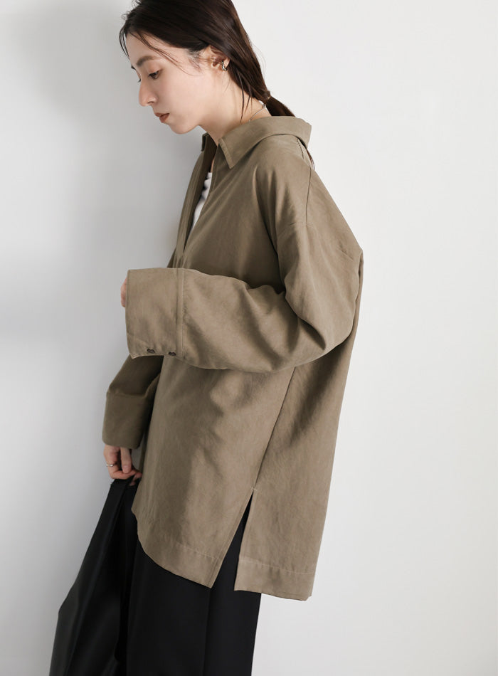 ピーチスキンスキッパーオーバーシャツ