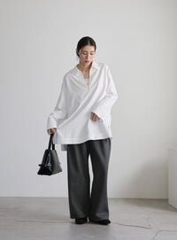 ピーチスキンスキッパーオーバーシャツ