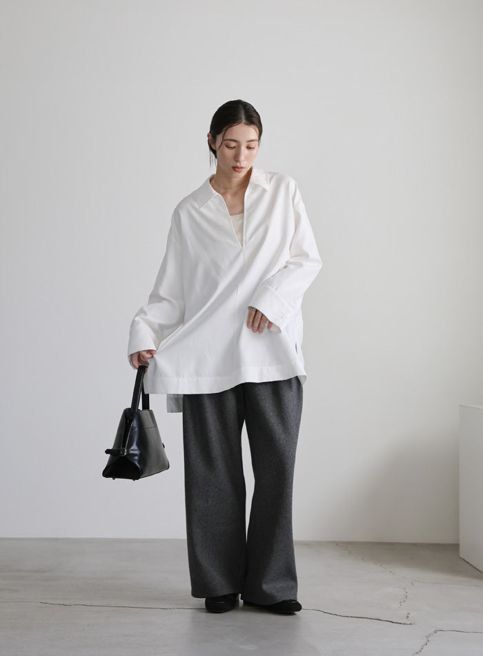 ピーチスキンスキッパーオーバーシャツ