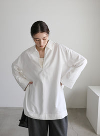 ピーチスキンスキッパーオーバーシャツ