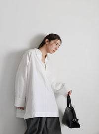 ピーチスキンスキッパーオーバーシャツ