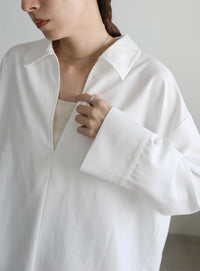 ピーチスキンスキッパーオーバーシャツ