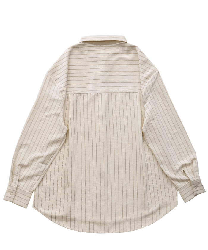 ピーチスキンストライプオーバーシャツ
