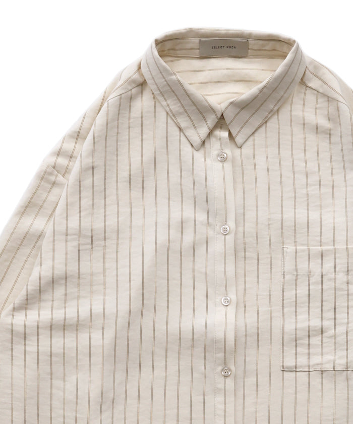 ピーチスキンストライプオーバーシャツ