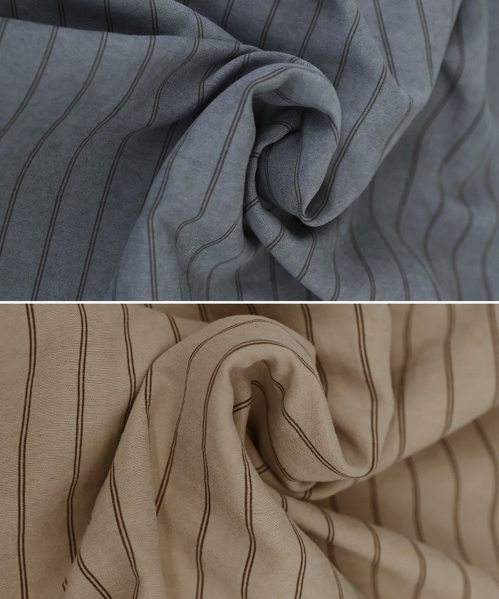 ピーチスキンストライプオーバーシャツ