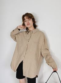 ピーチスキンストライプオーバーシャツ