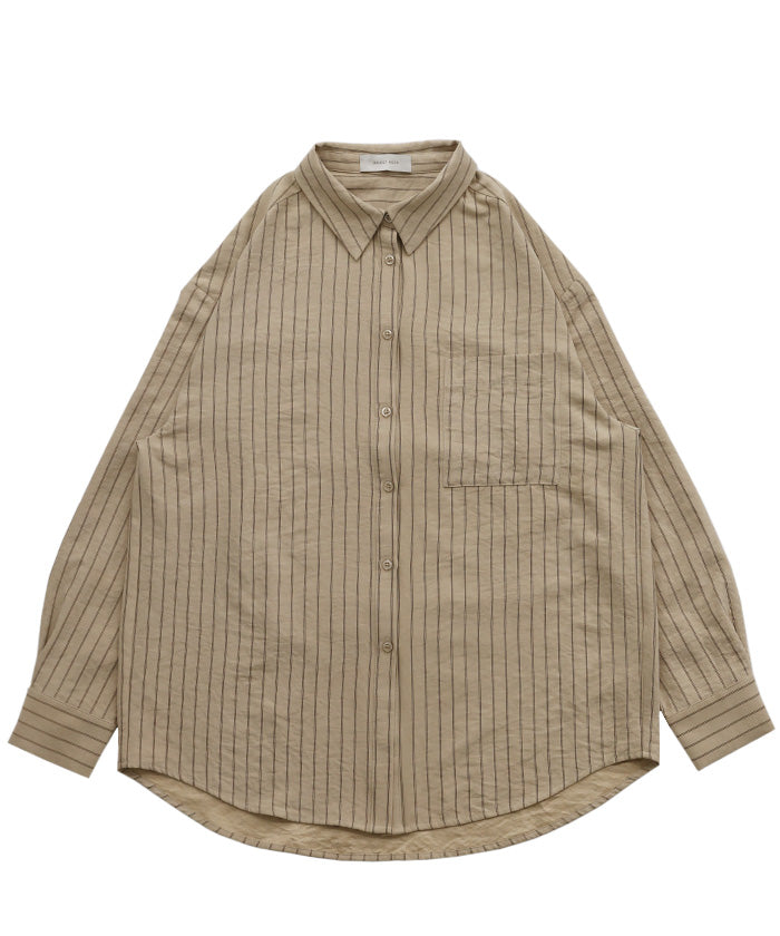 ピーチスキンストライプオーバーシャツ