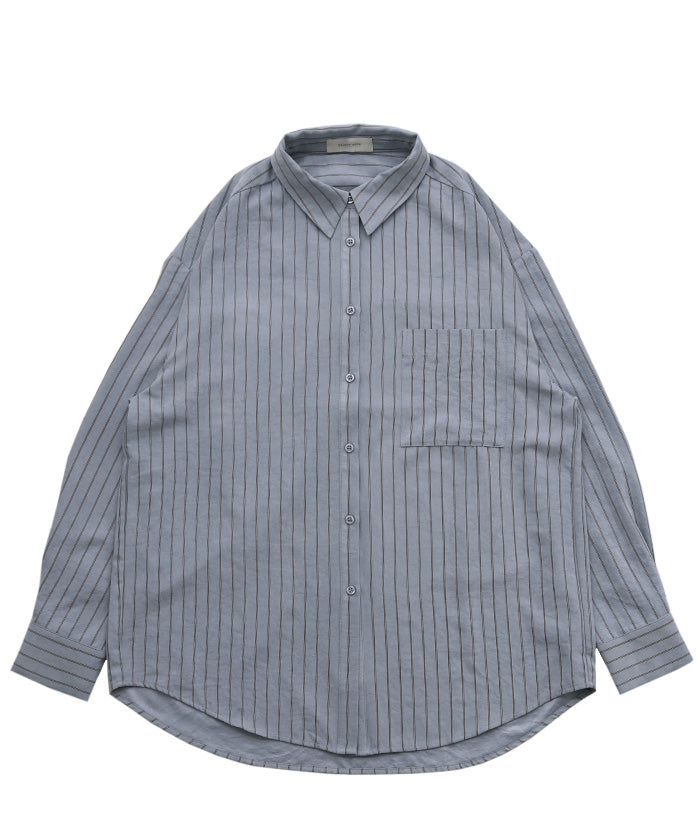 ピーチスキンストライプオーバーシャツ