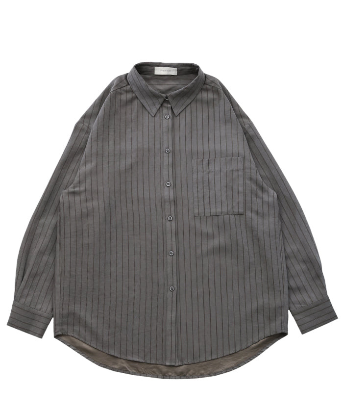 ピーチスキンストライプオーバーシャツ