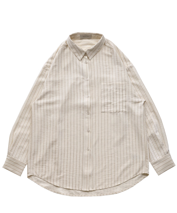 ピーチスキンストライプオーバーシャツ