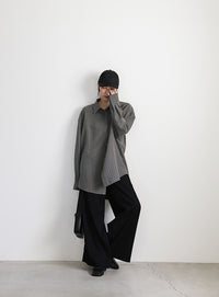 ピーチスキンストライプオーバーシャツ