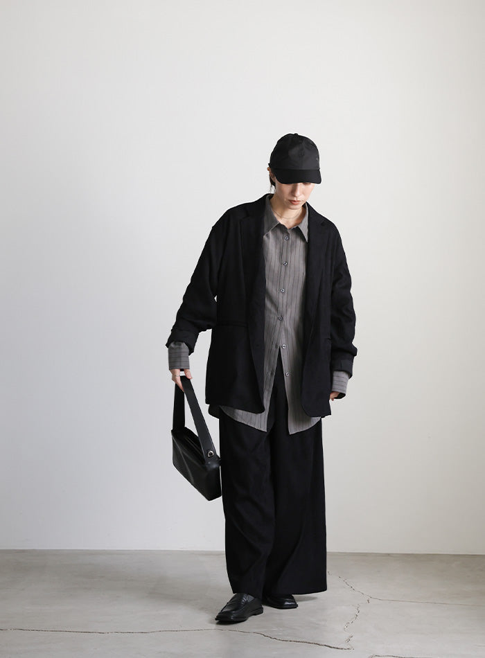 ピーチスキンストライプオーバーシャツ