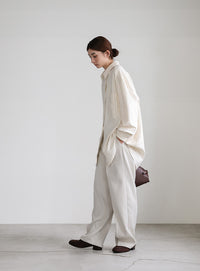 ピーチスキンストライプオーバーシャツ