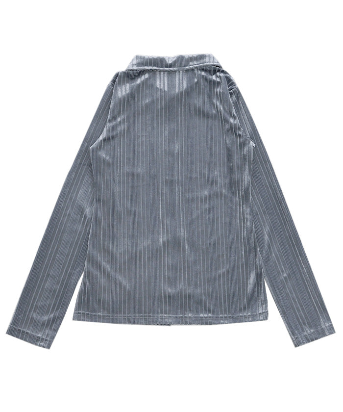 ランダムストライプベロアシャツ